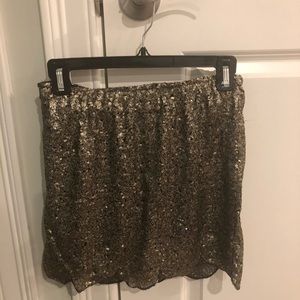Gold glitter skirt with black lining